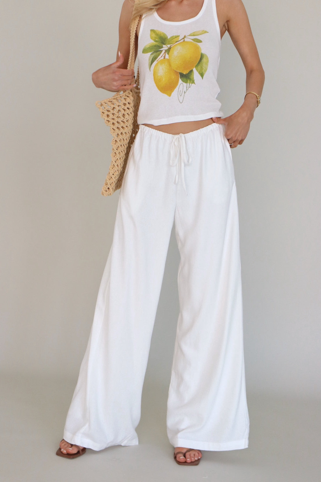Inez Linen Pant in Ivory