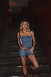 Bonnie Strapless Denim Romper