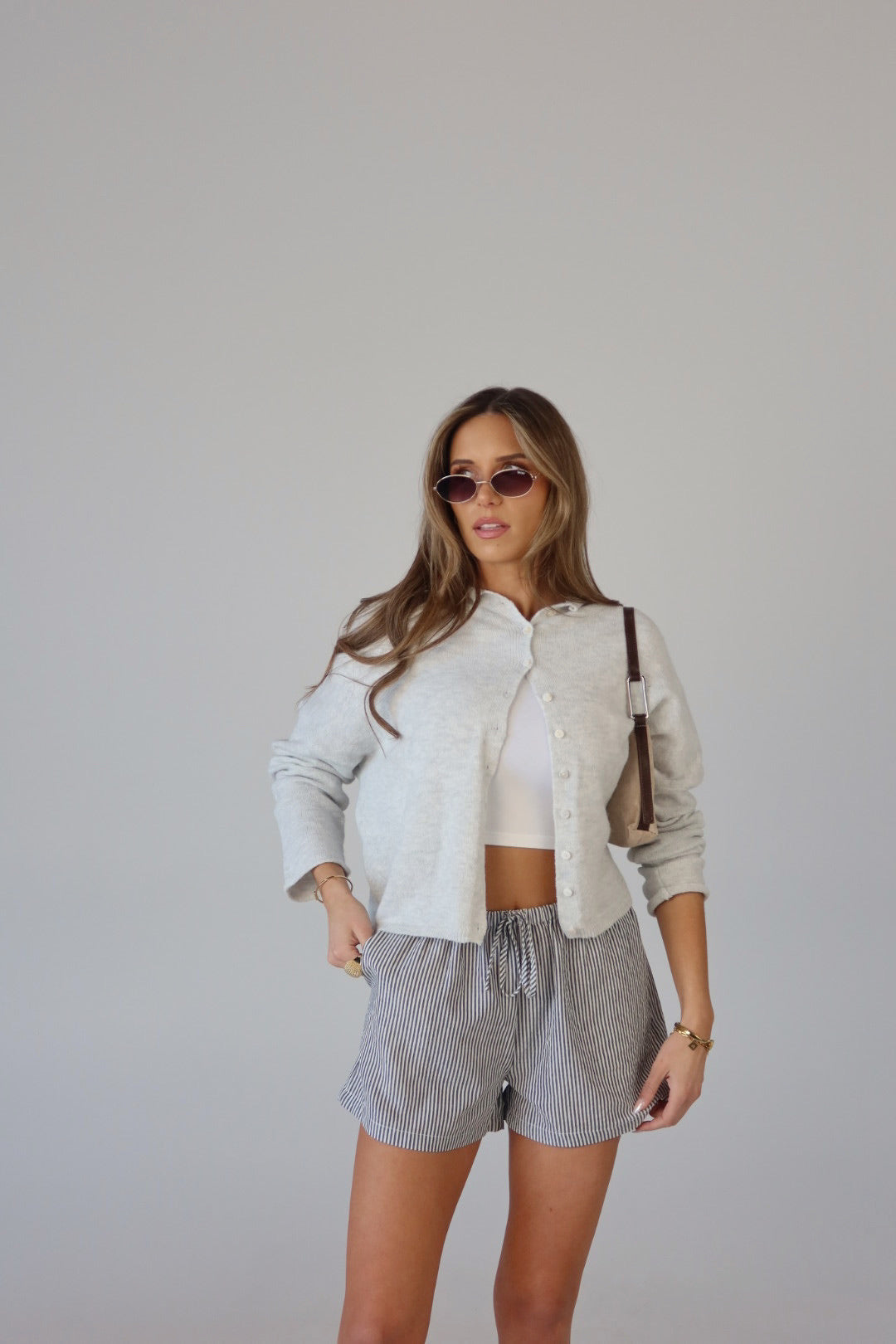 Briar Lightweight Cardigan in Heather Grey