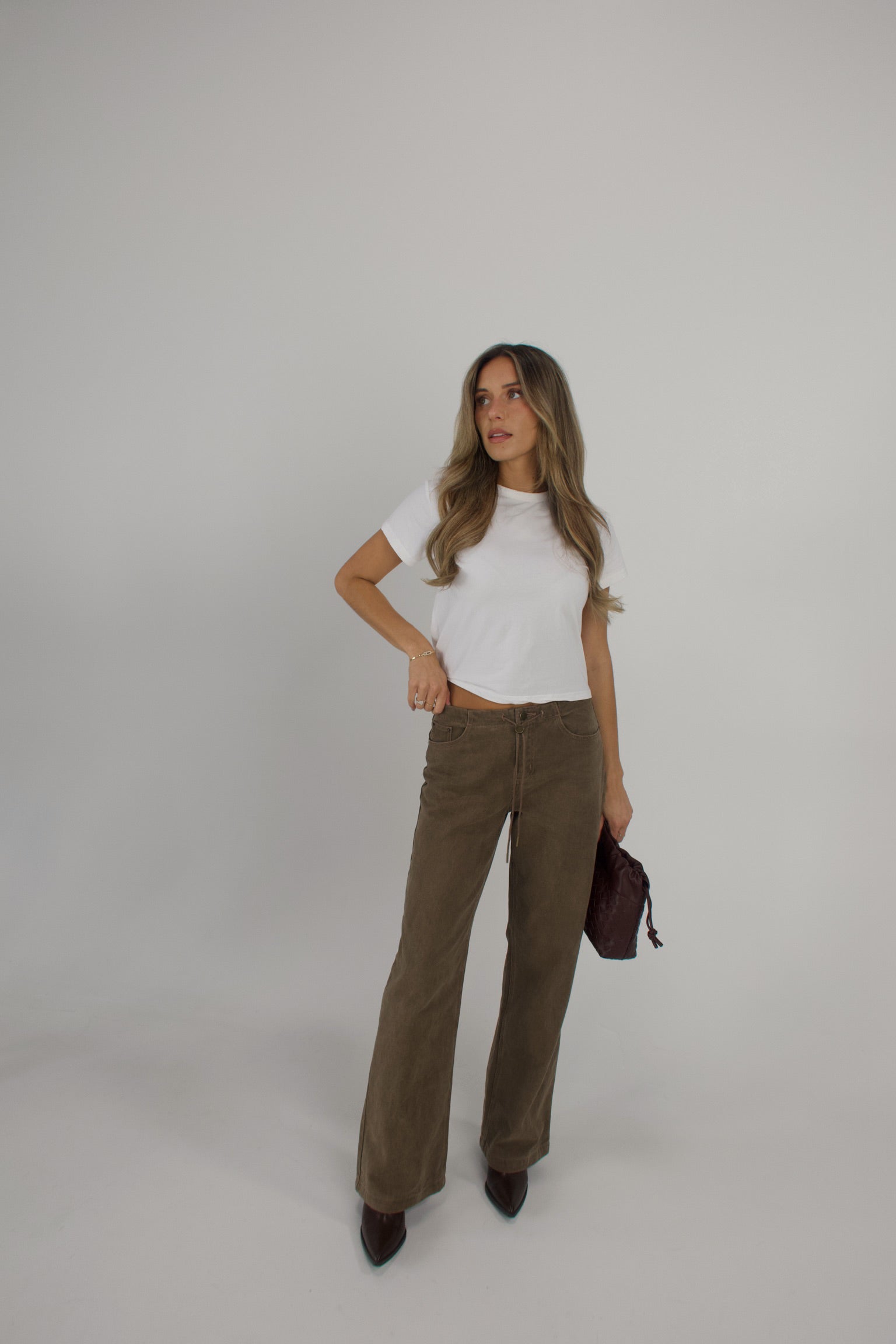 Nia Drawstring Jean In Brown