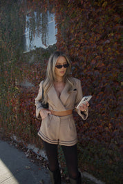 Brooklyn Structured Woven Cropped Blazer