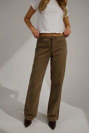 Nia Drawstring Jean In Brown