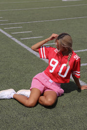 Zip-Up Cropped Nebraska Jersey In Red