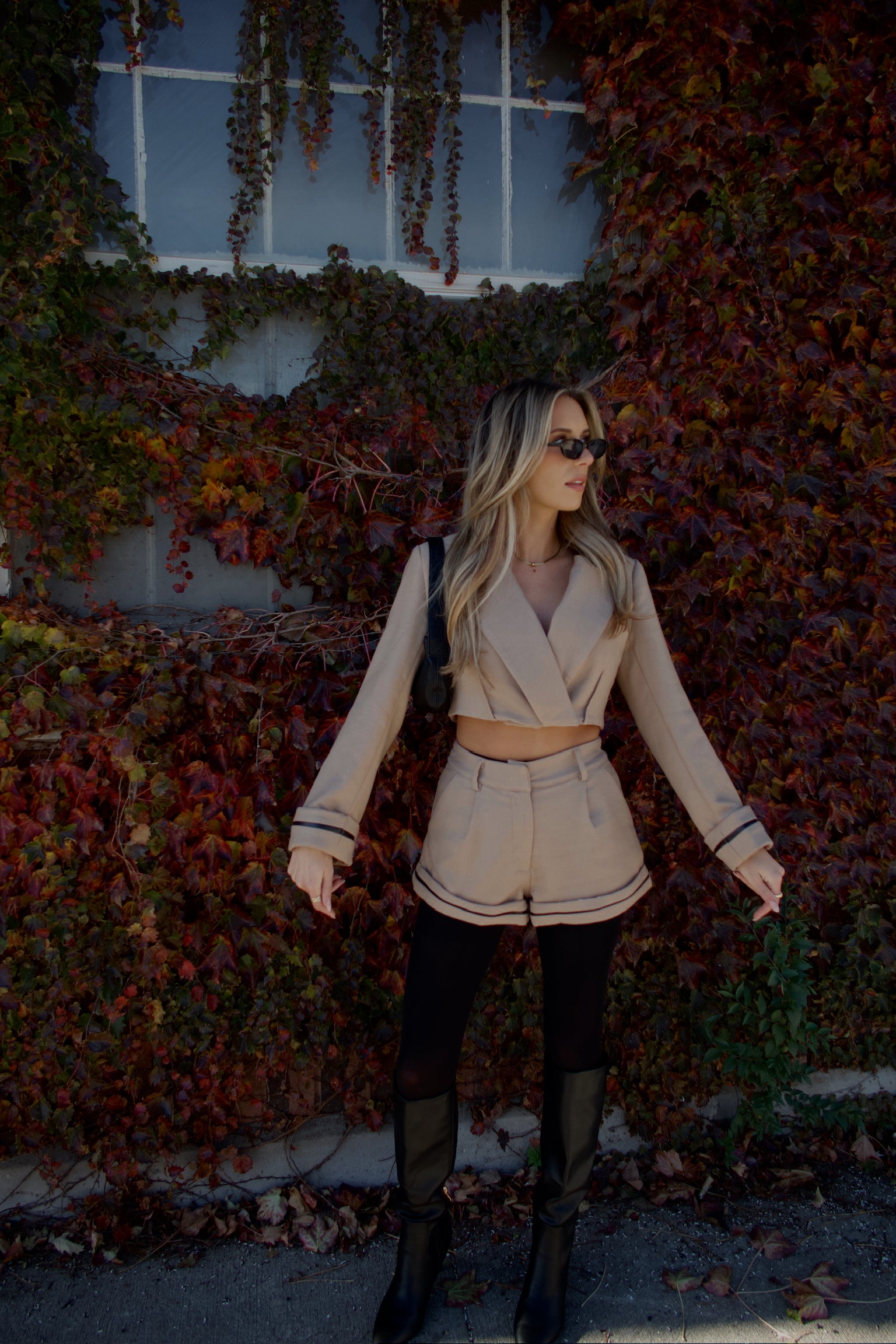 Brooklyn Structured Woven Cropped Blazer