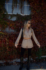 Brooklyn Structured Woven Cropped Blazer