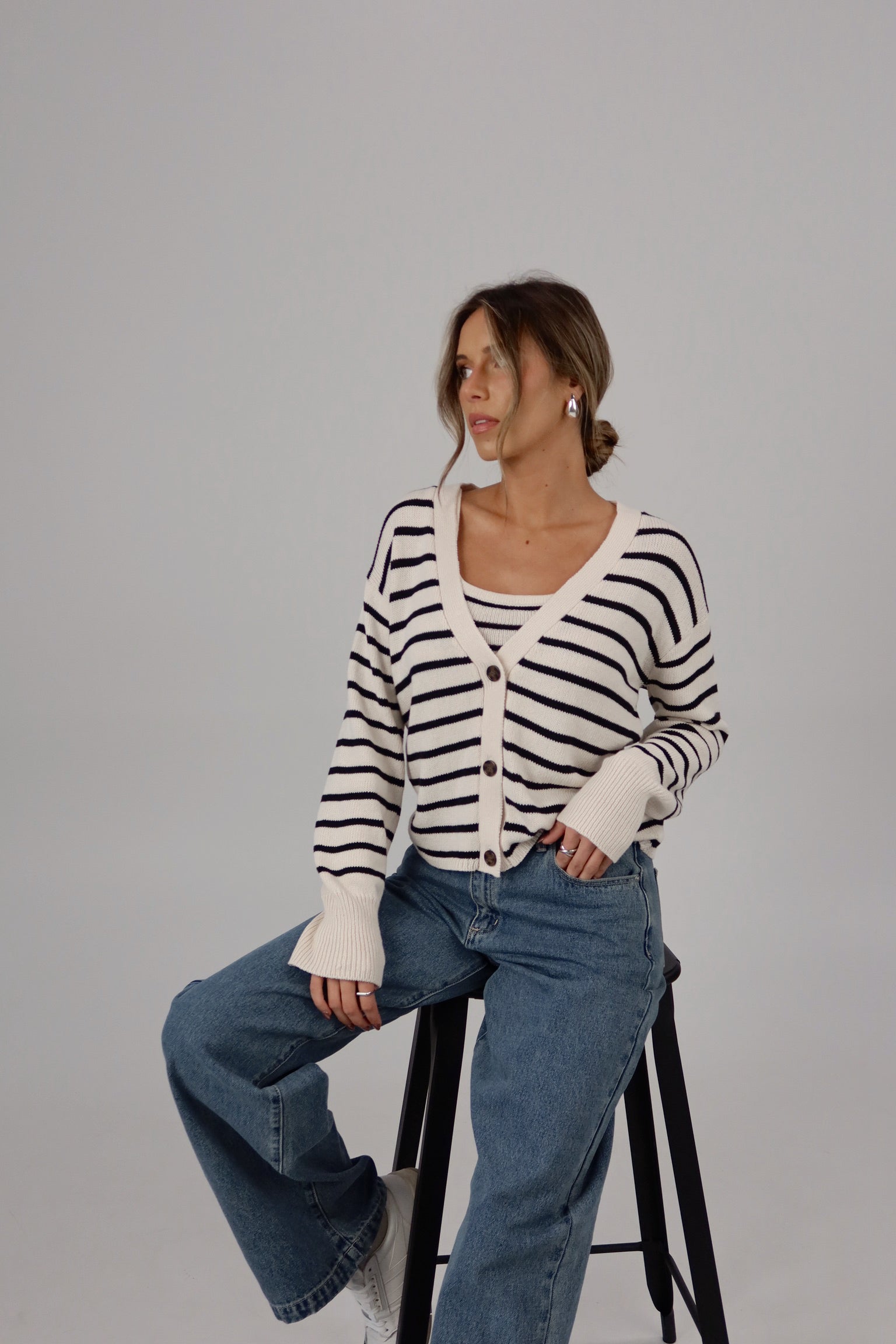 The Striped Knit Cardigan & Tank Set