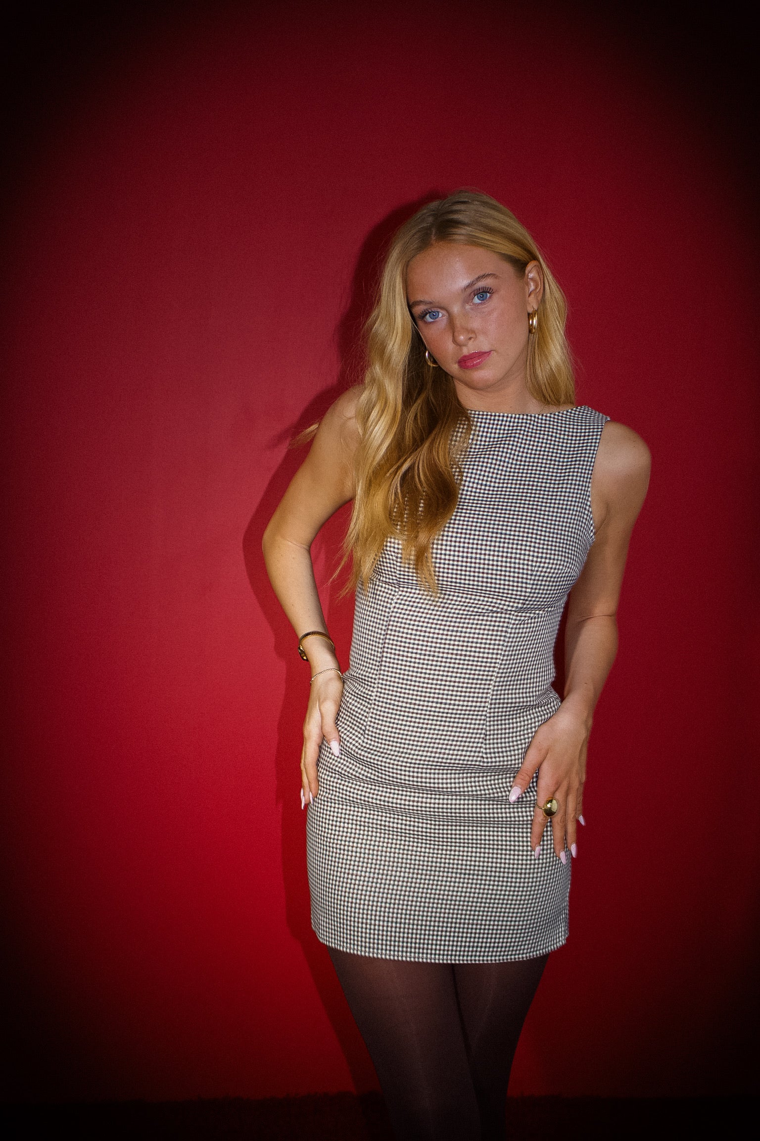 Vivien Houndstooth Mini Dress