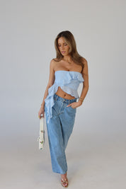 Zoey Strapless Top in Baby Blue