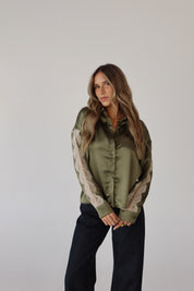 Nevaeh Olive Satin Short Set