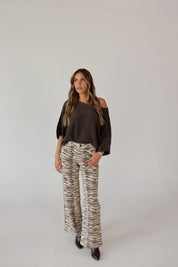 Tiger Print Barrel Jean
