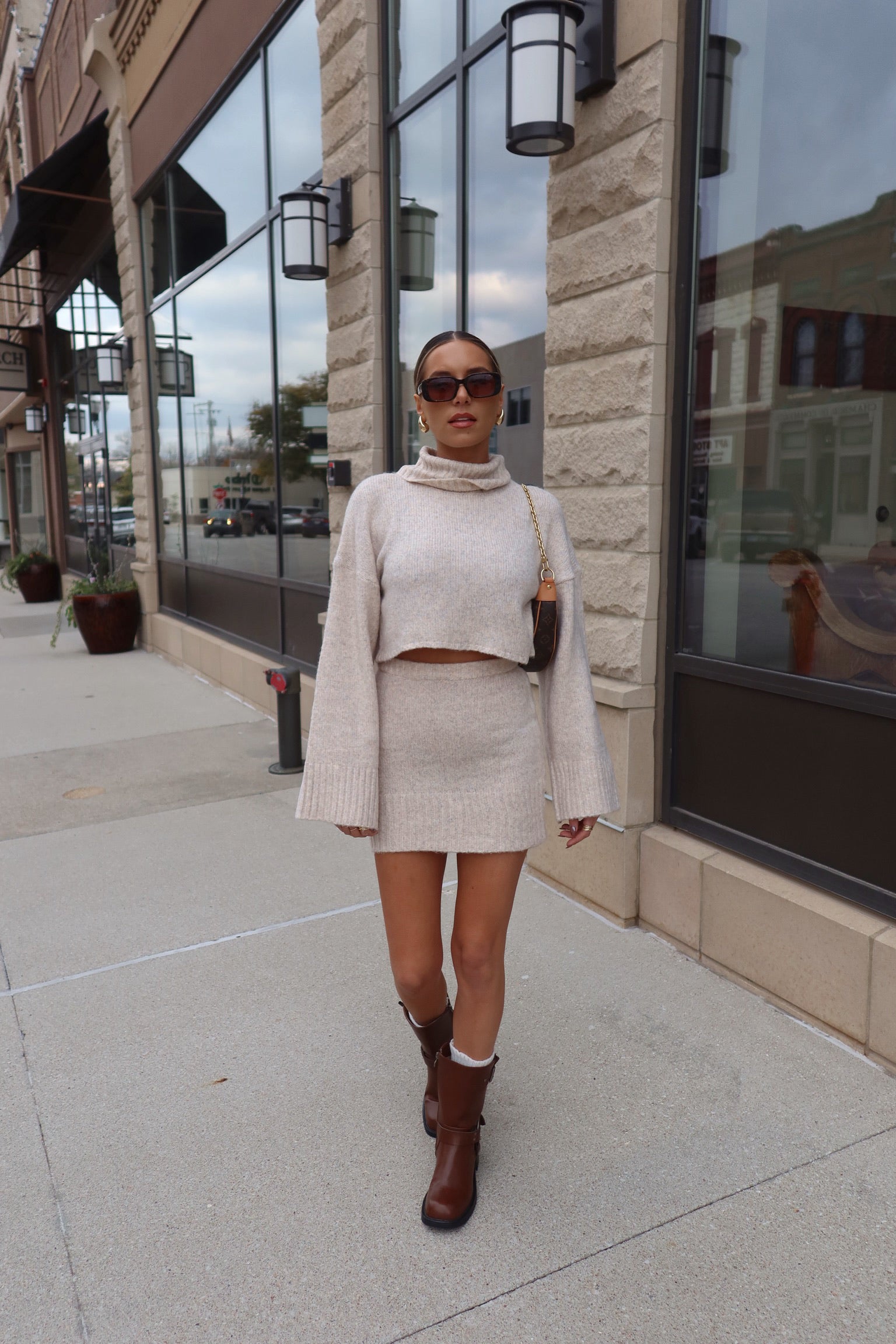 Arianna Cropped Turtleneck Knit Set