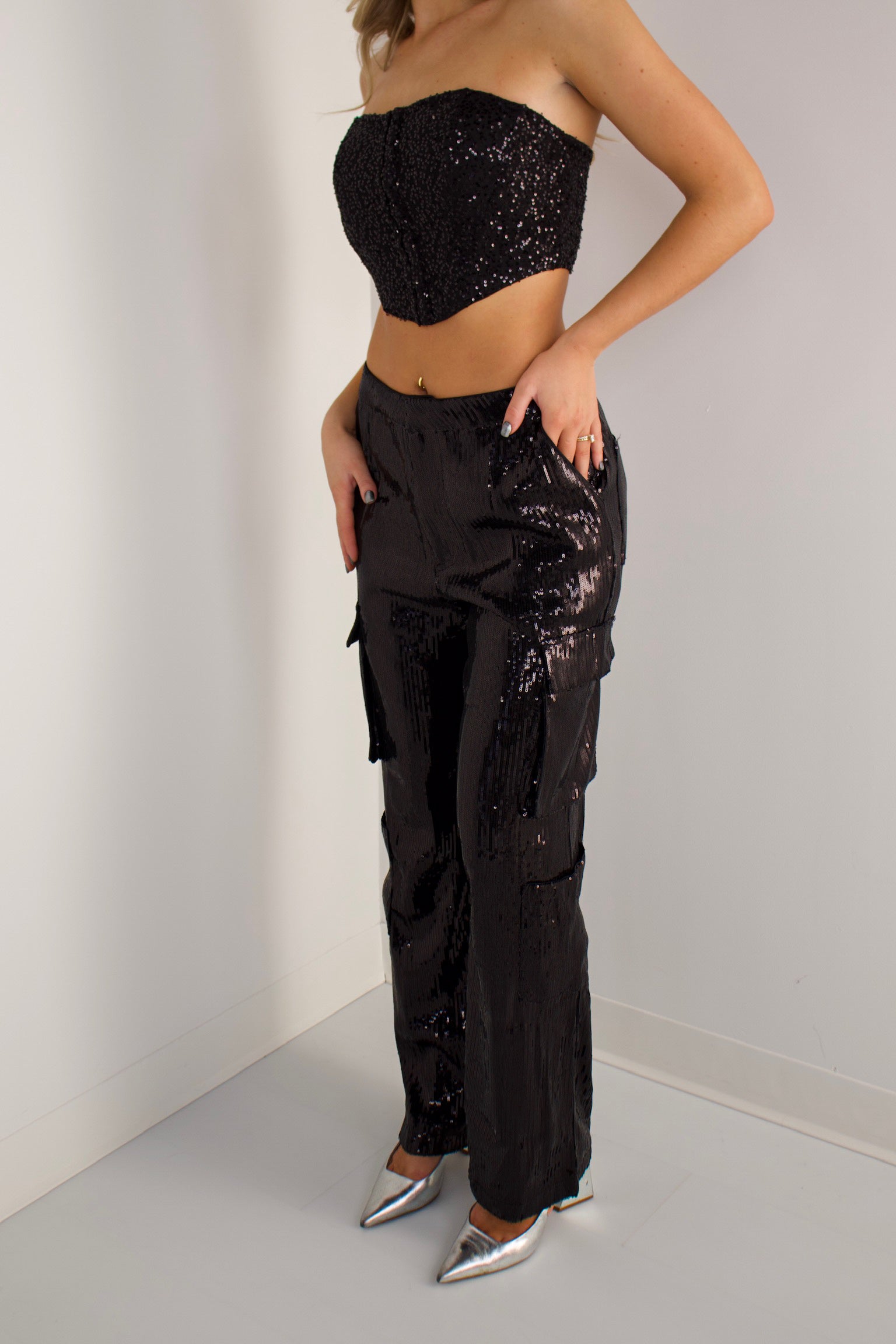 Celeste Sequin Cargo Pants