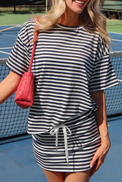 Navy Striped Boxy Tee