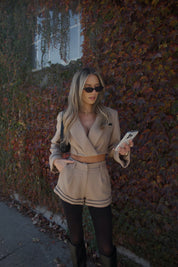 Brooklyn Structured Woven Cropped Blazer