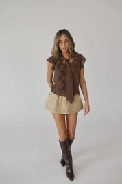 Margaux Mocha Ruffle Top