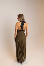Brynn Ruched Halter Maxi Dress