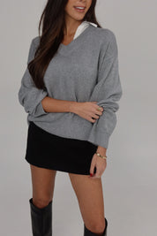 Poplin Collar Oversized Sweater