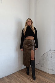 Emilee Faux Leather Midi Skirt