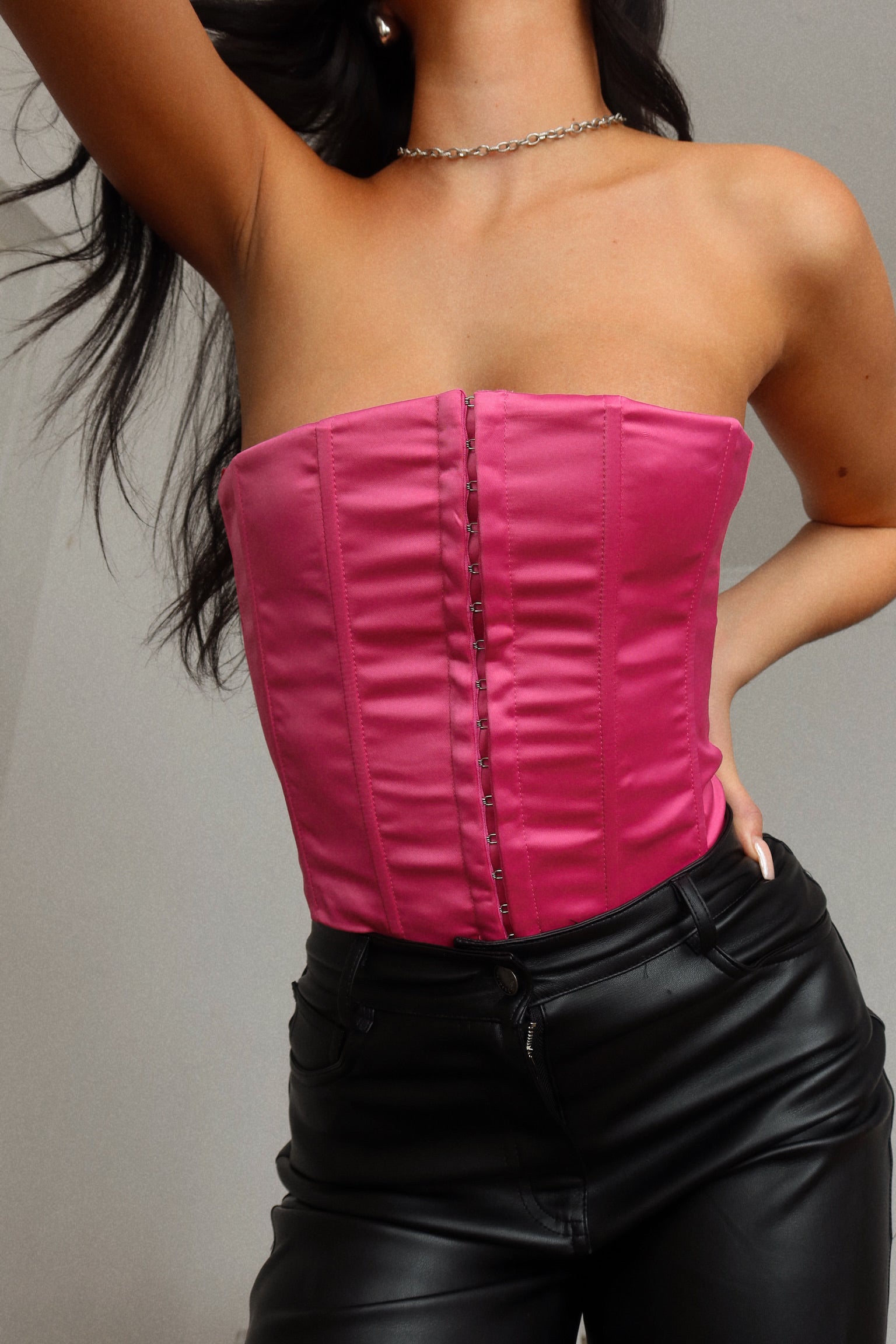 Peony Satin Lace Up Corset Top