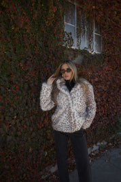 Snow Leopard Faux Fur Jacket