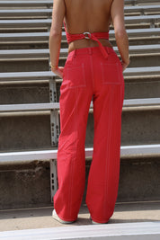 Delany Red Denim Pant Set