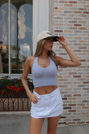 Jennie Fitted Halter Top In Grey