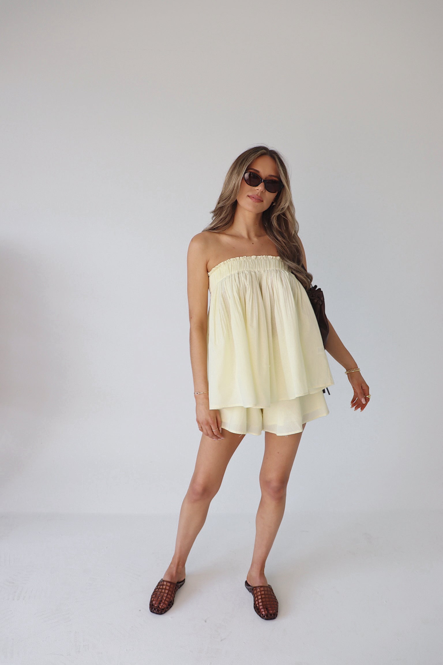 Lydia Light Yellow Short Set