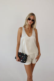 Ivory Satin Racerback Tank Top