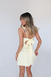 Lyra Satin Mini Dress in Yellow