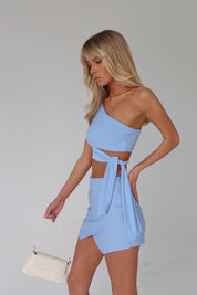 Halsee One Shoulder Top In Blue