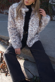Snow Leopard Faux Fur Jacket