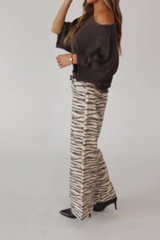 Tiger Print Barrel Jean