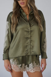Nevaeh Olive Satin Short Set