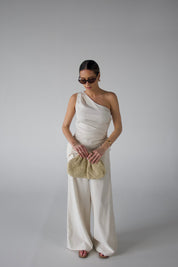 Inez Linen One Shoulder Top