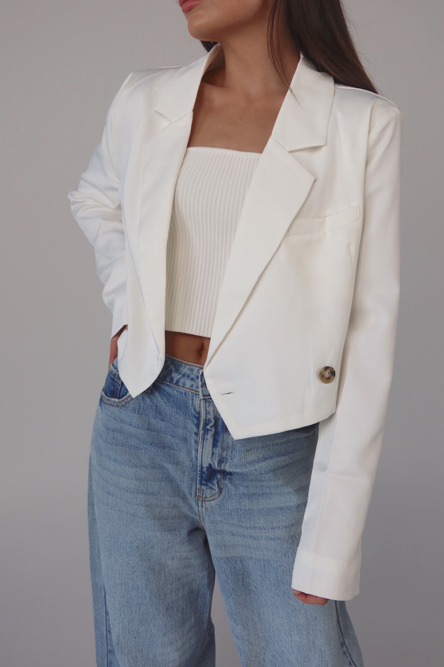 SALE :Ivory Devon Cropped Blazer