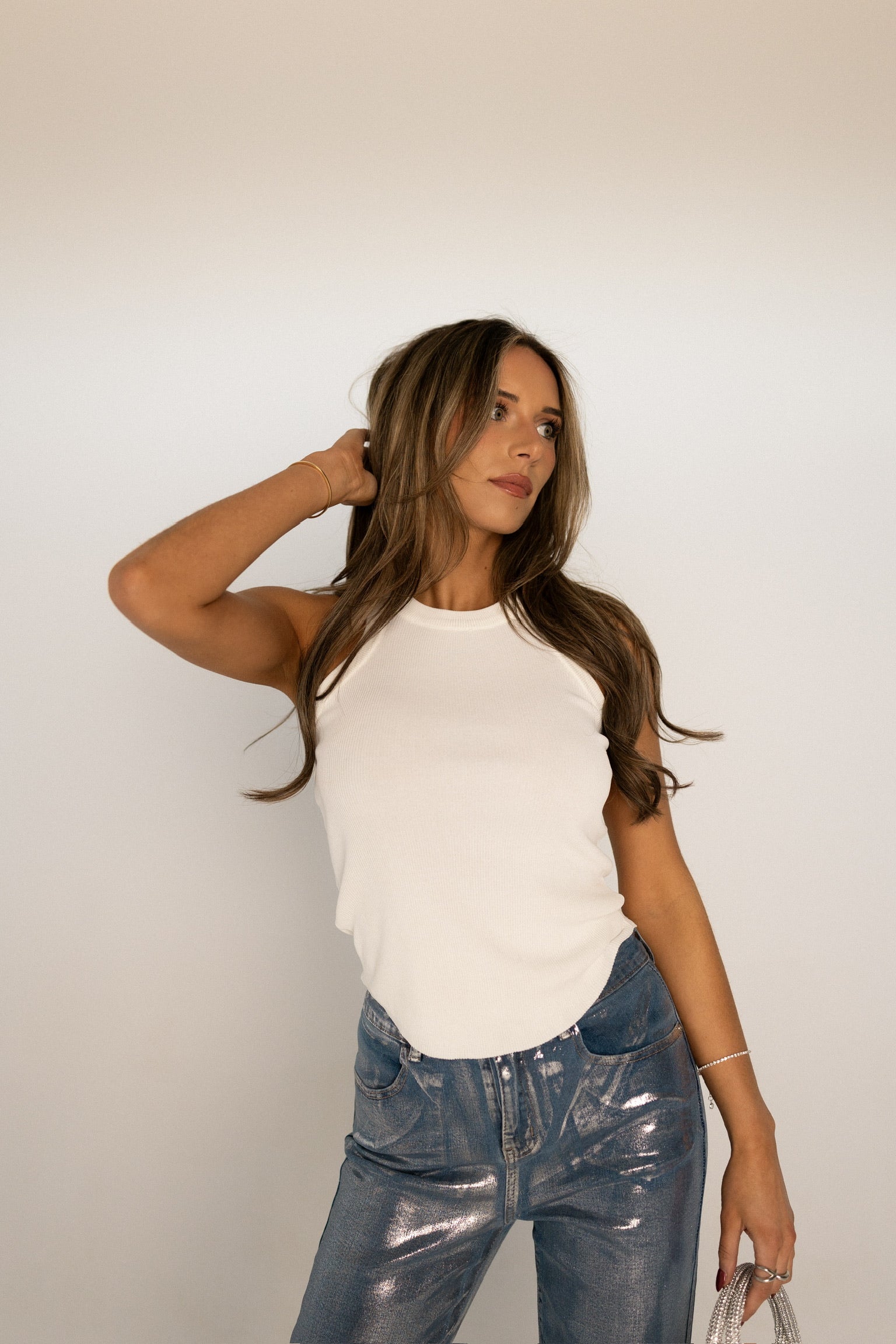 Classic Ribbed Tank Top In White