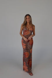 Layla Leopard Print Mesh Maxi Dress