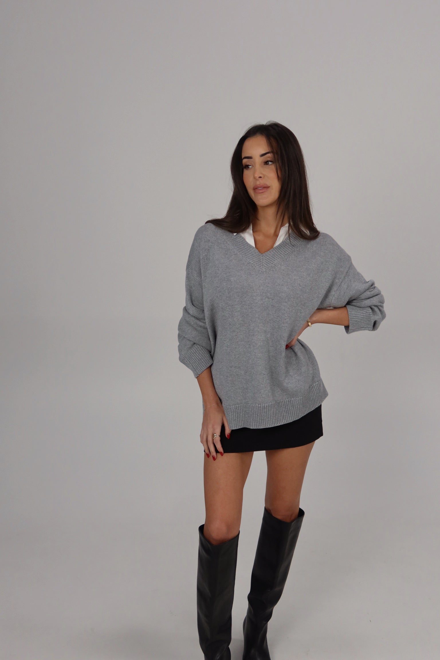 Poplin Collar Oversized Sweater