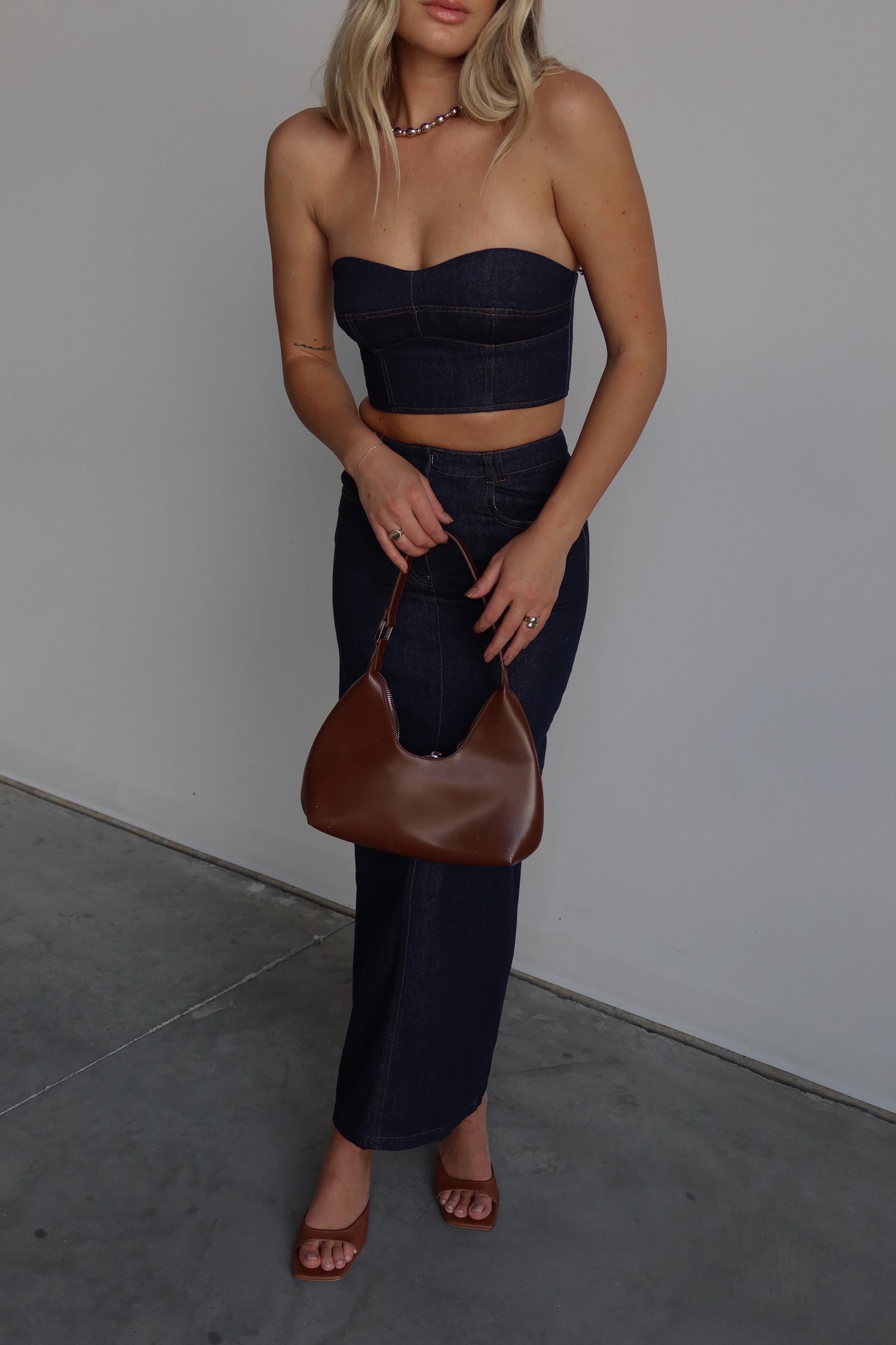 Justyn Denim Bandeau Top