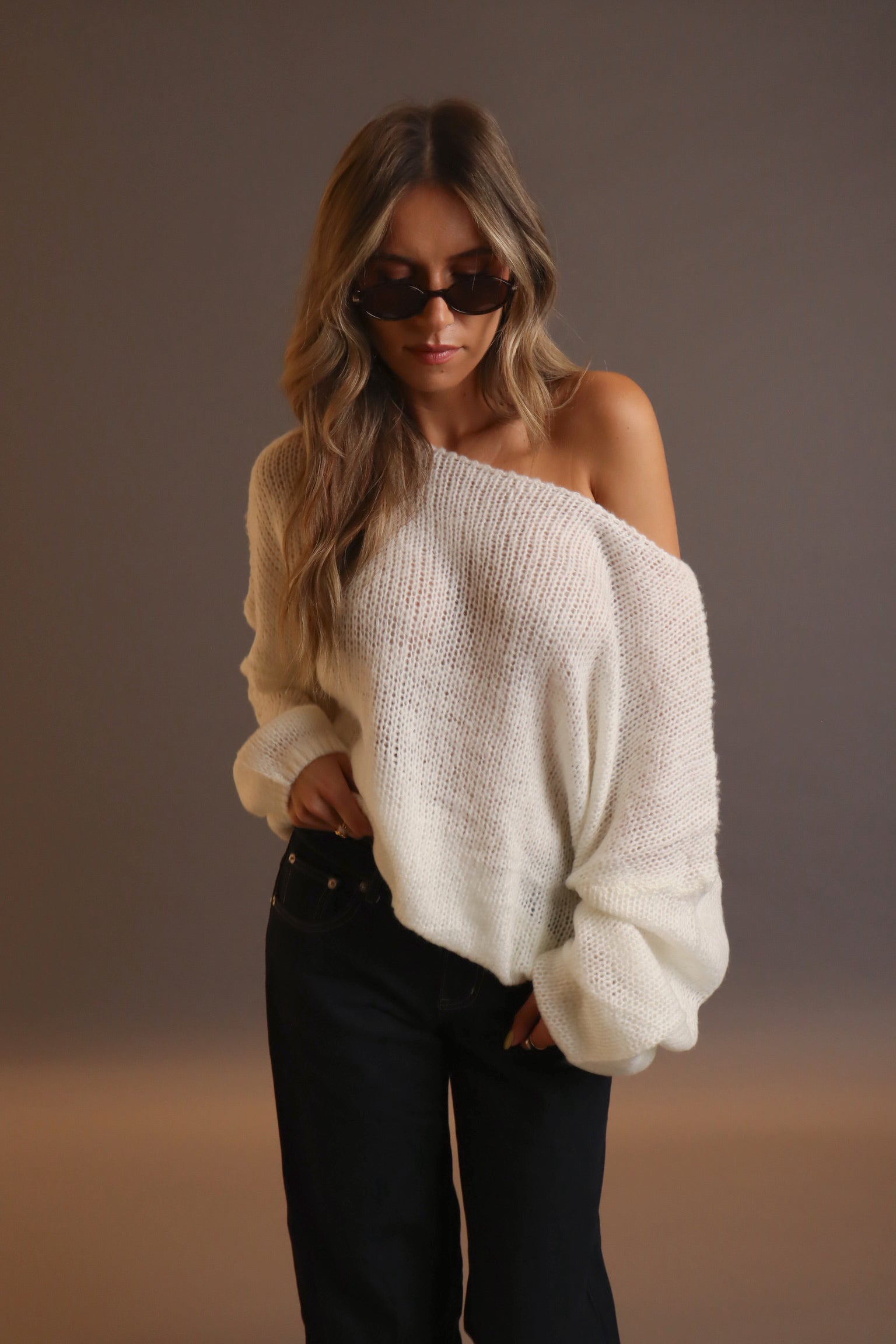 Kacey Boat Neck Pullover Sweater In Ivory