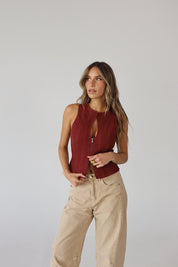 Jovie Burgundy Denim Top