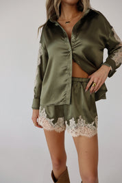 Nevaeh Olive Satin Short Set