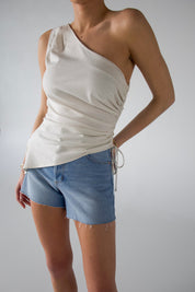 Inez Linen One Shoulder Top