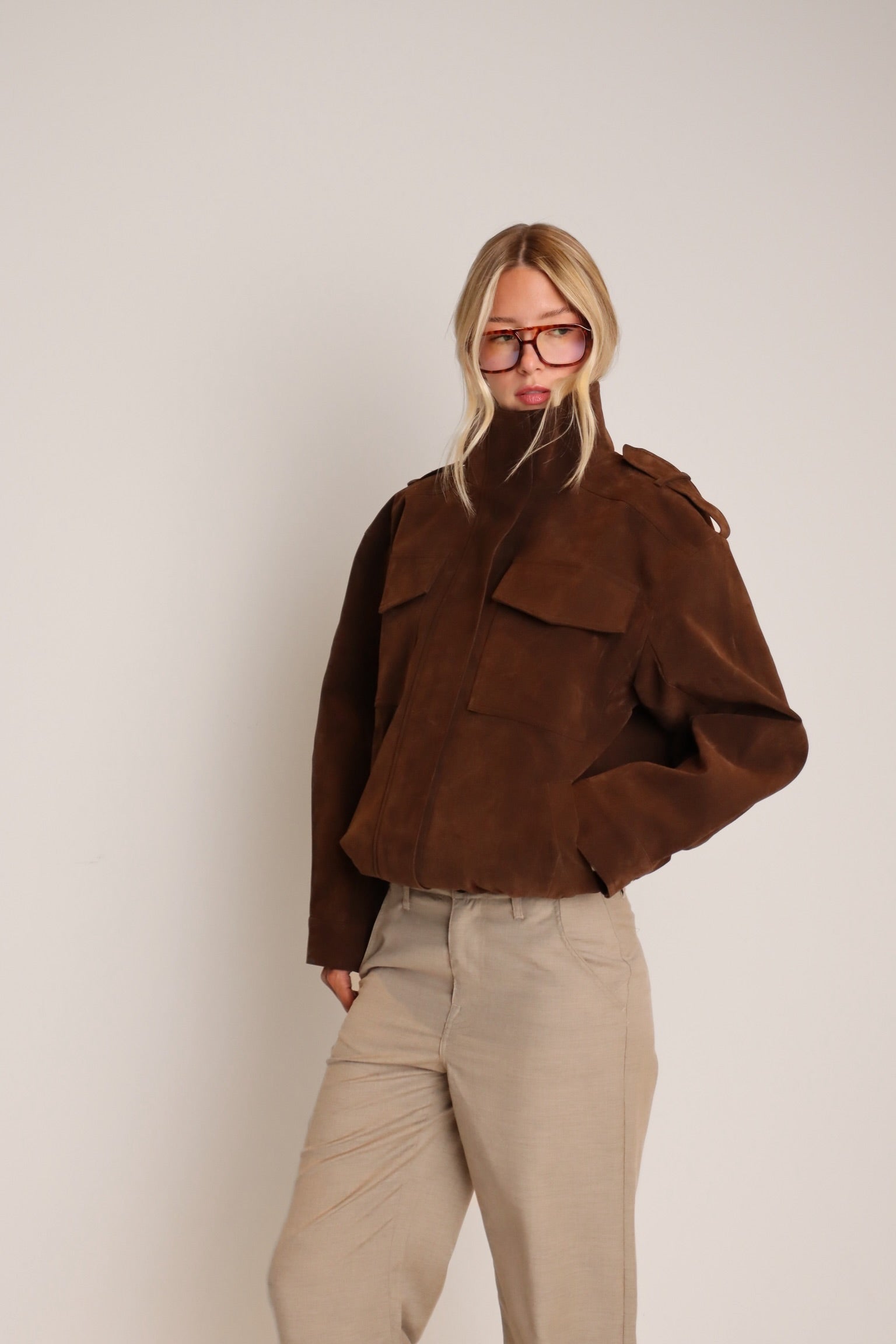 Chocolate Suede Bomber