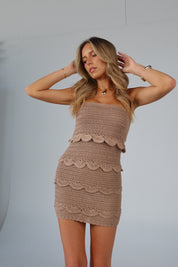 Bella Scalloped Crochet Strapless Mini Dress