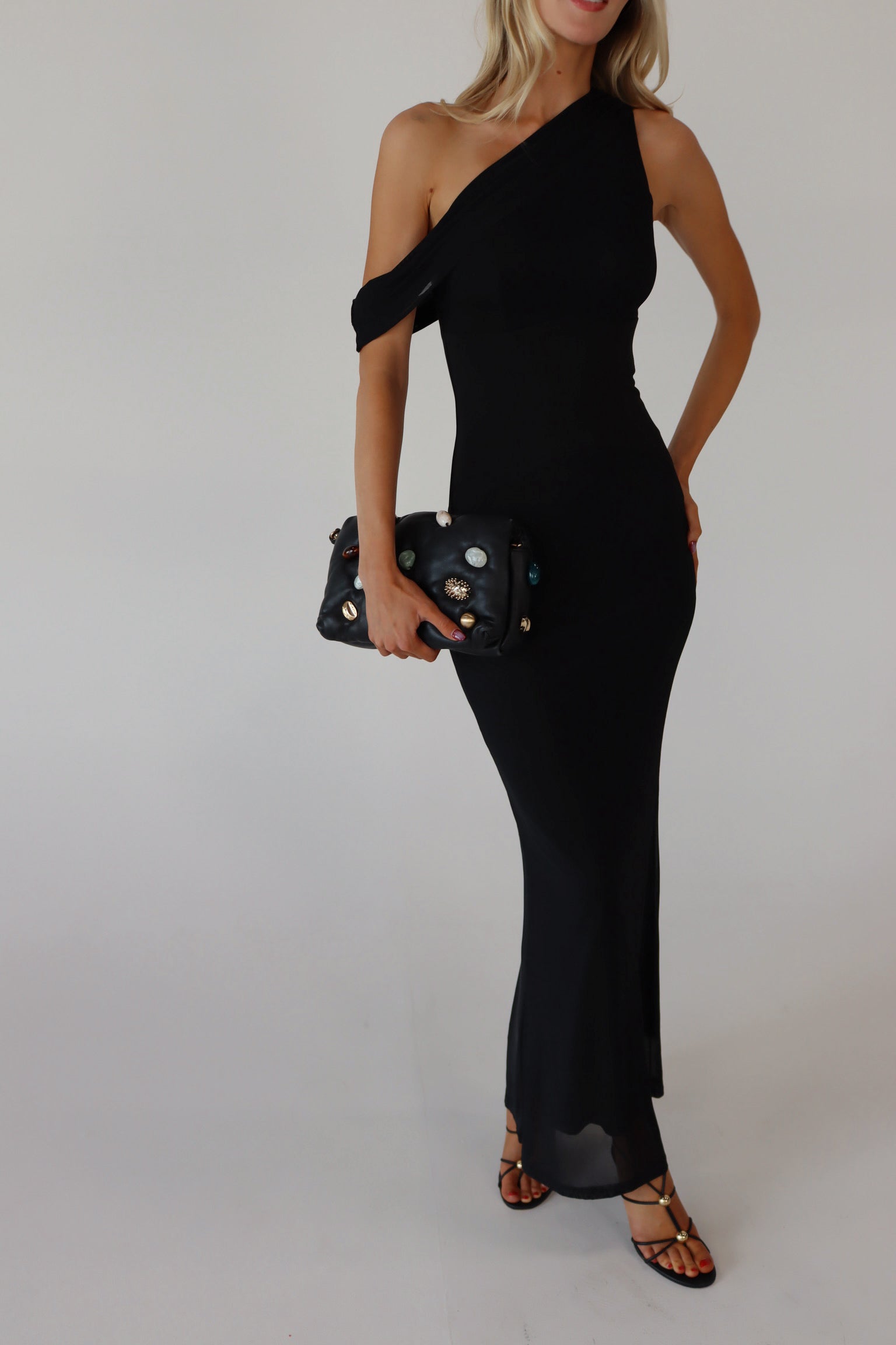 Demi One Shoulder Mesh Midi Dress
