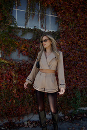 Brooklyn Structured Woven Cropped Blazer