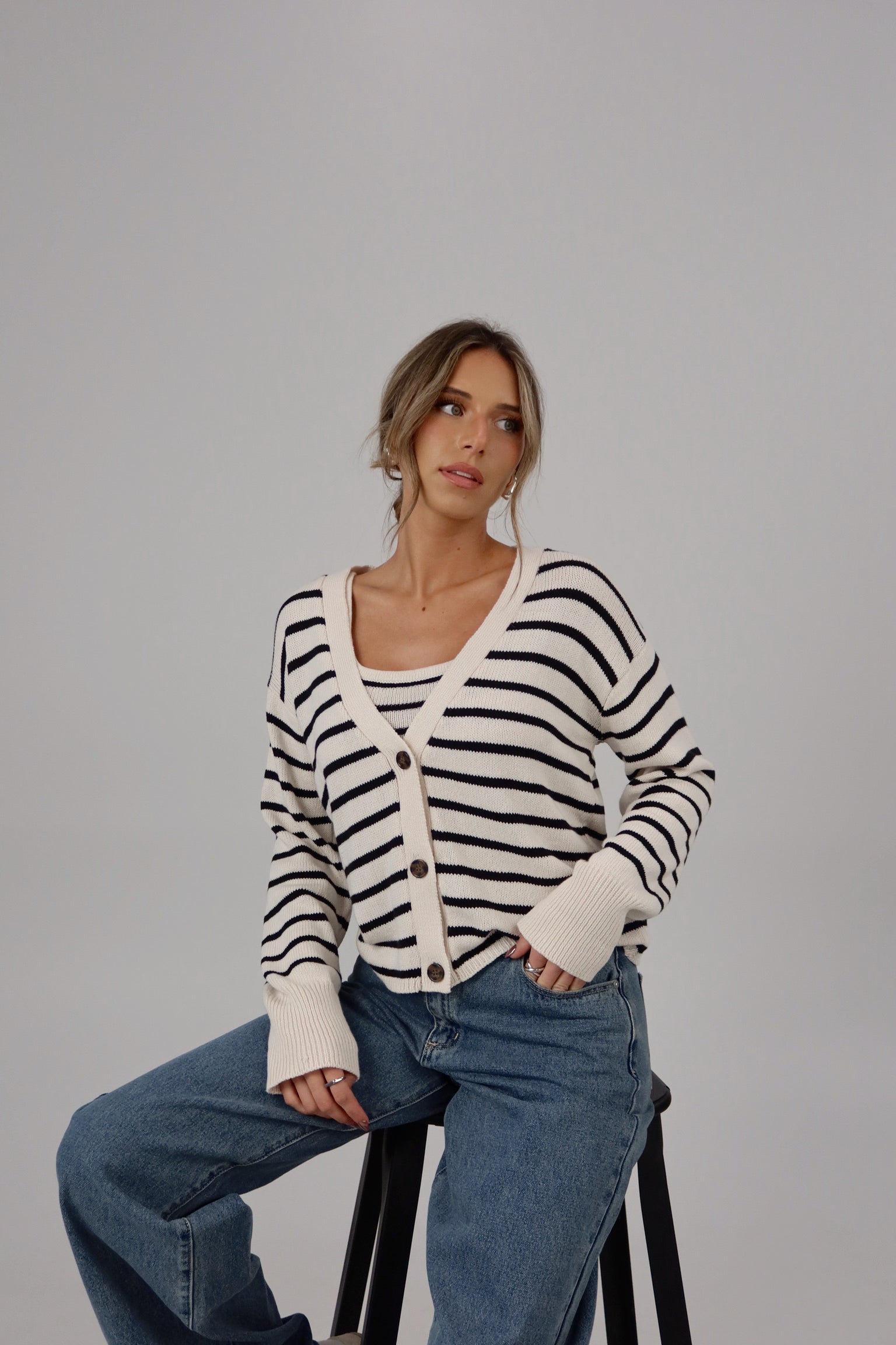 The Striped Knit Cardigan & Tank Set