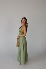 Giada Contrast Maxi Dress in Olive