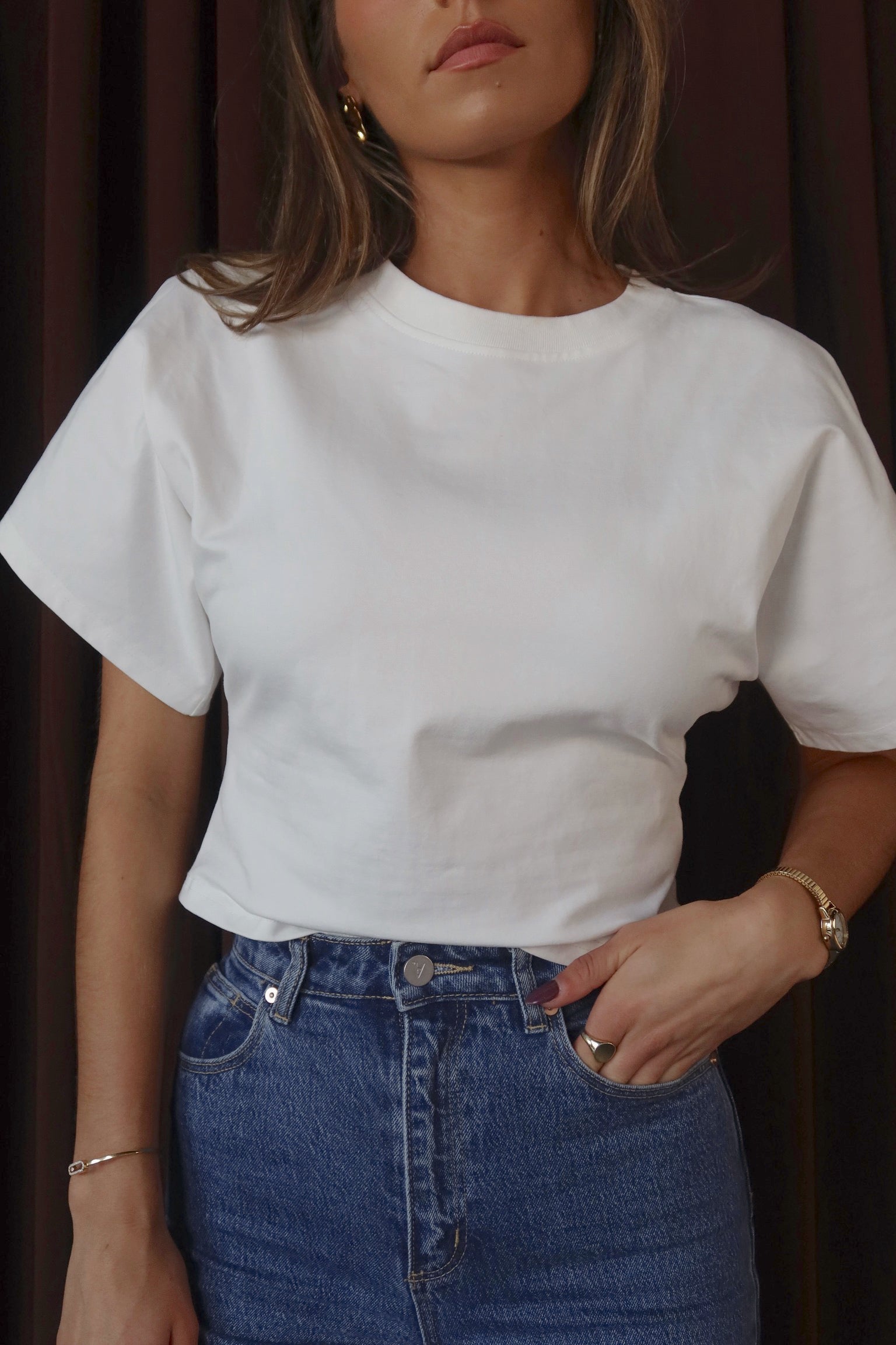 Wide Sleeve Cotton Top in White